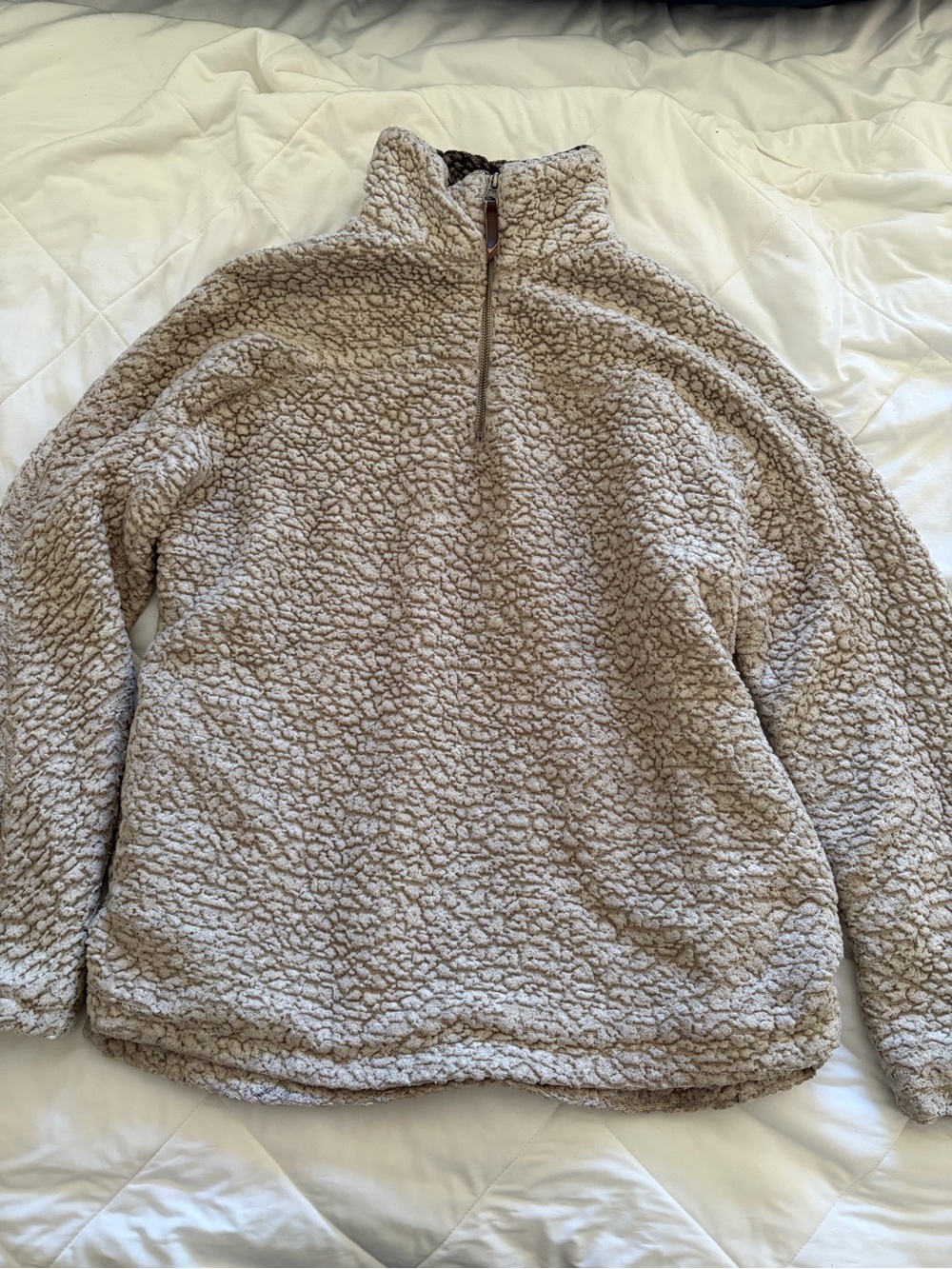 Thread & Supply Plush Sherpa Half-Zip Pullover - Taupe